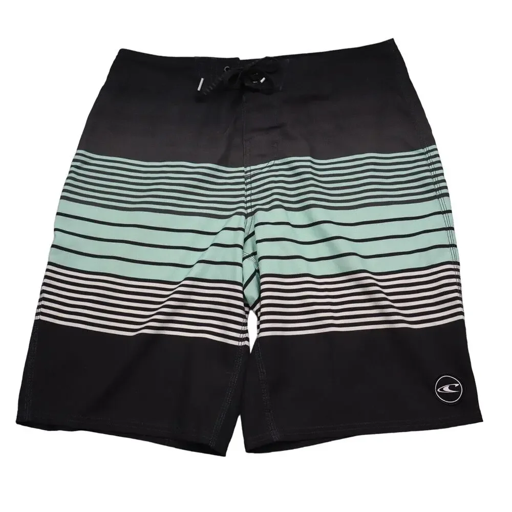 O Neill Shorts Mens 32 Multicolor Drawstring Zip Pocket Stripe Board Shorts